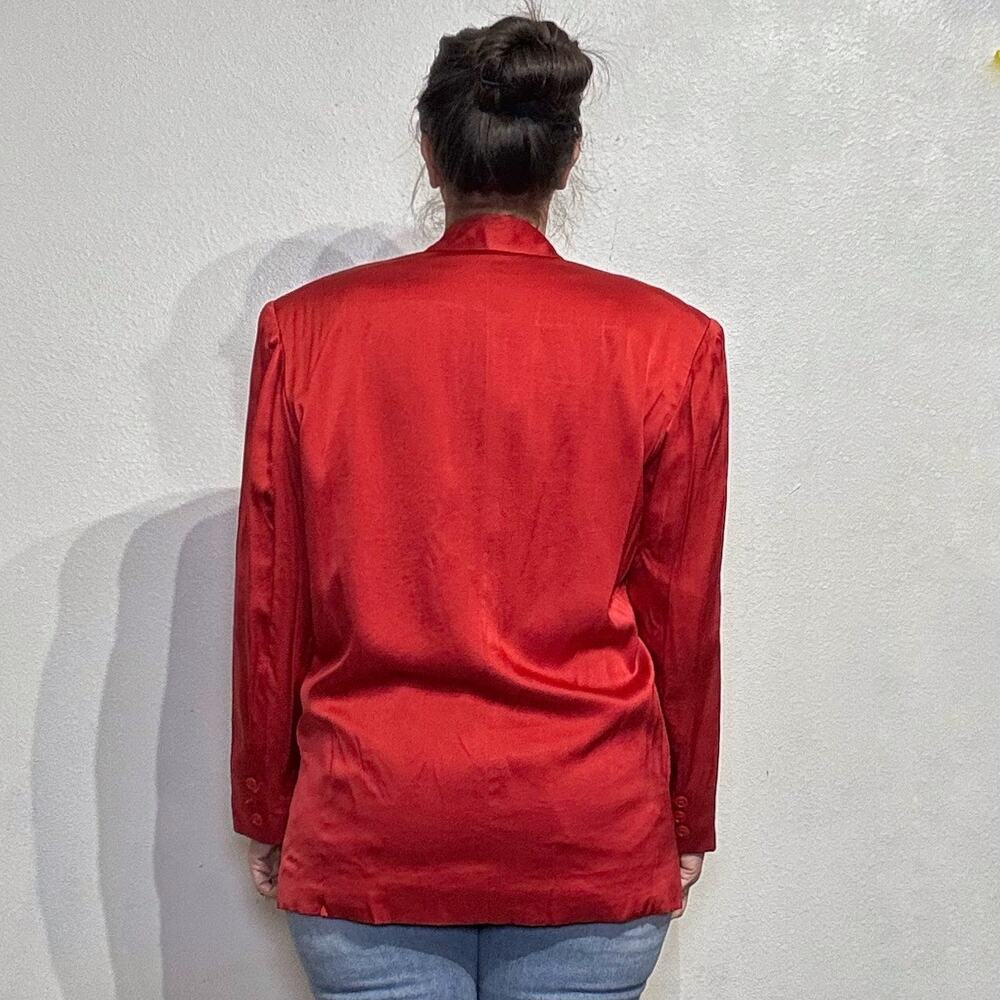 DKNY Red Silk Vintage Blazer Sz 10 - Picture 10 of 12